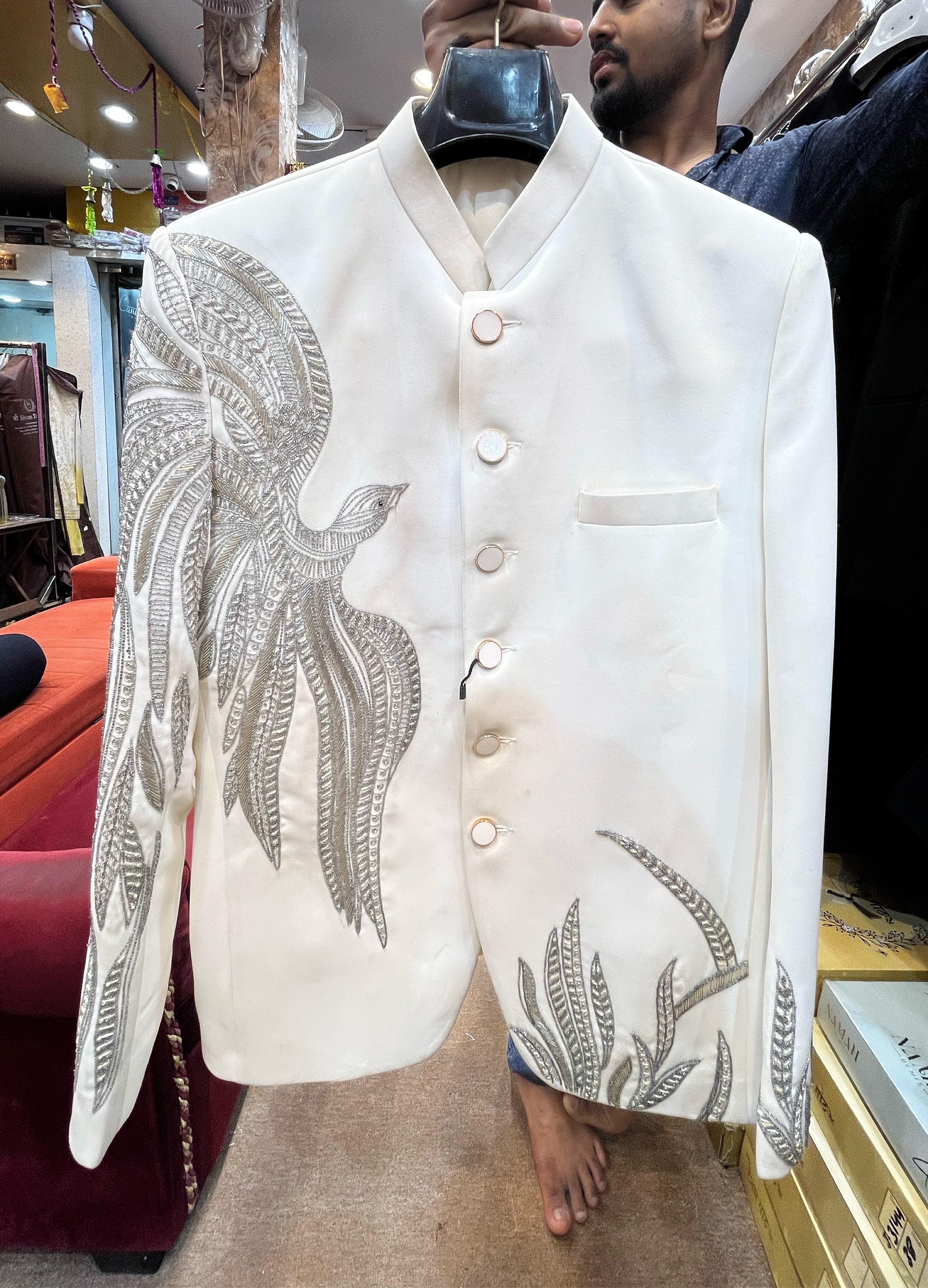 Embroidered White Suit view 2