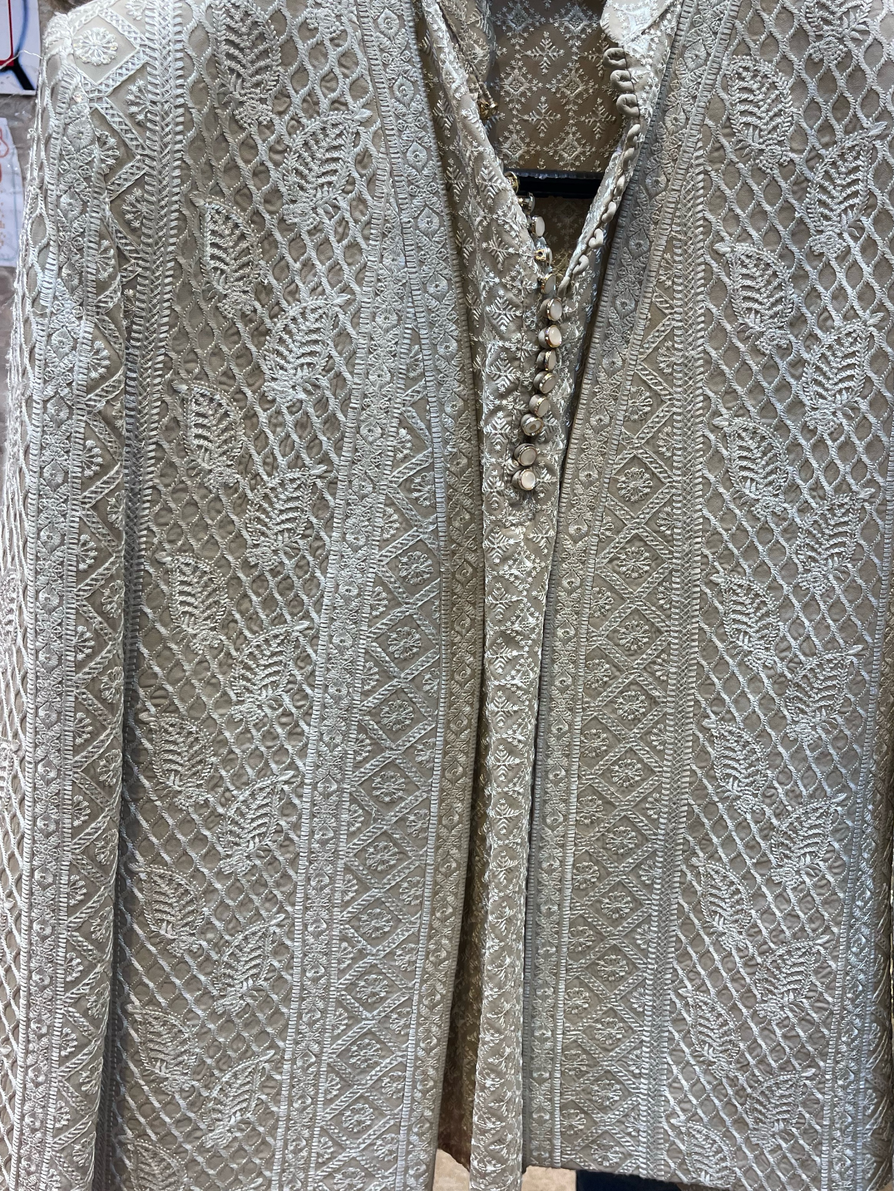 Embroidered Rajawara Sherwani view 2