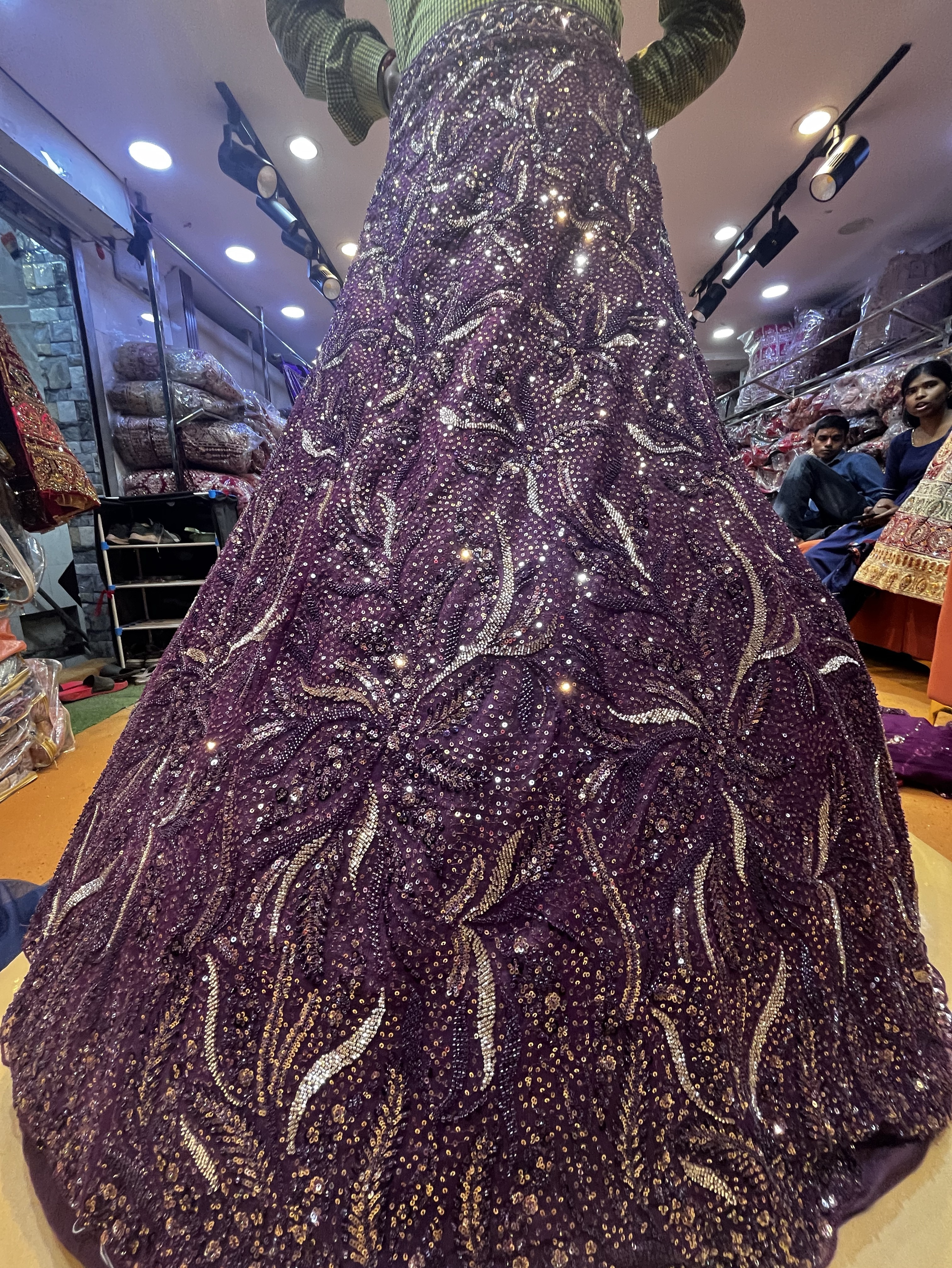 Purple Mirror Work Lehenga view 2