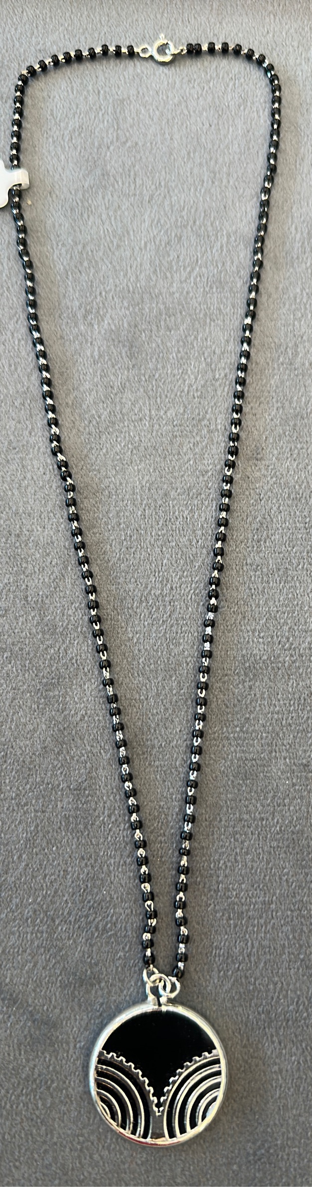 Silver Black Beaded Mangalsutra view 2