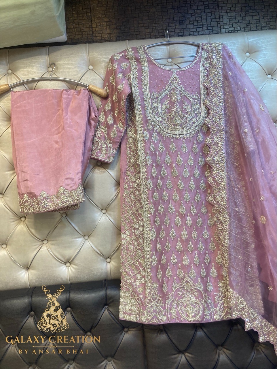 Embellished Pink Anarkali Suit view 2