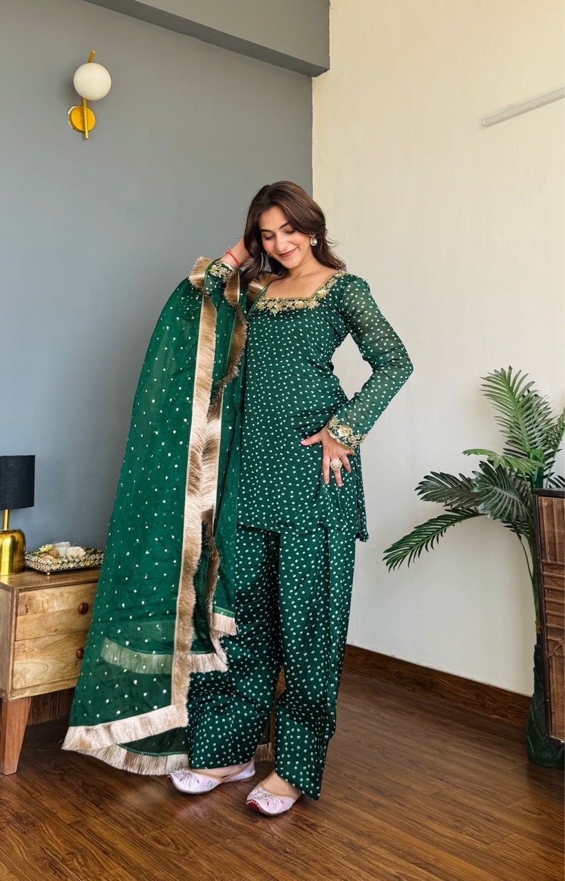 ‘Noor’ Farshi Salvar set - Bottle Green view 4
