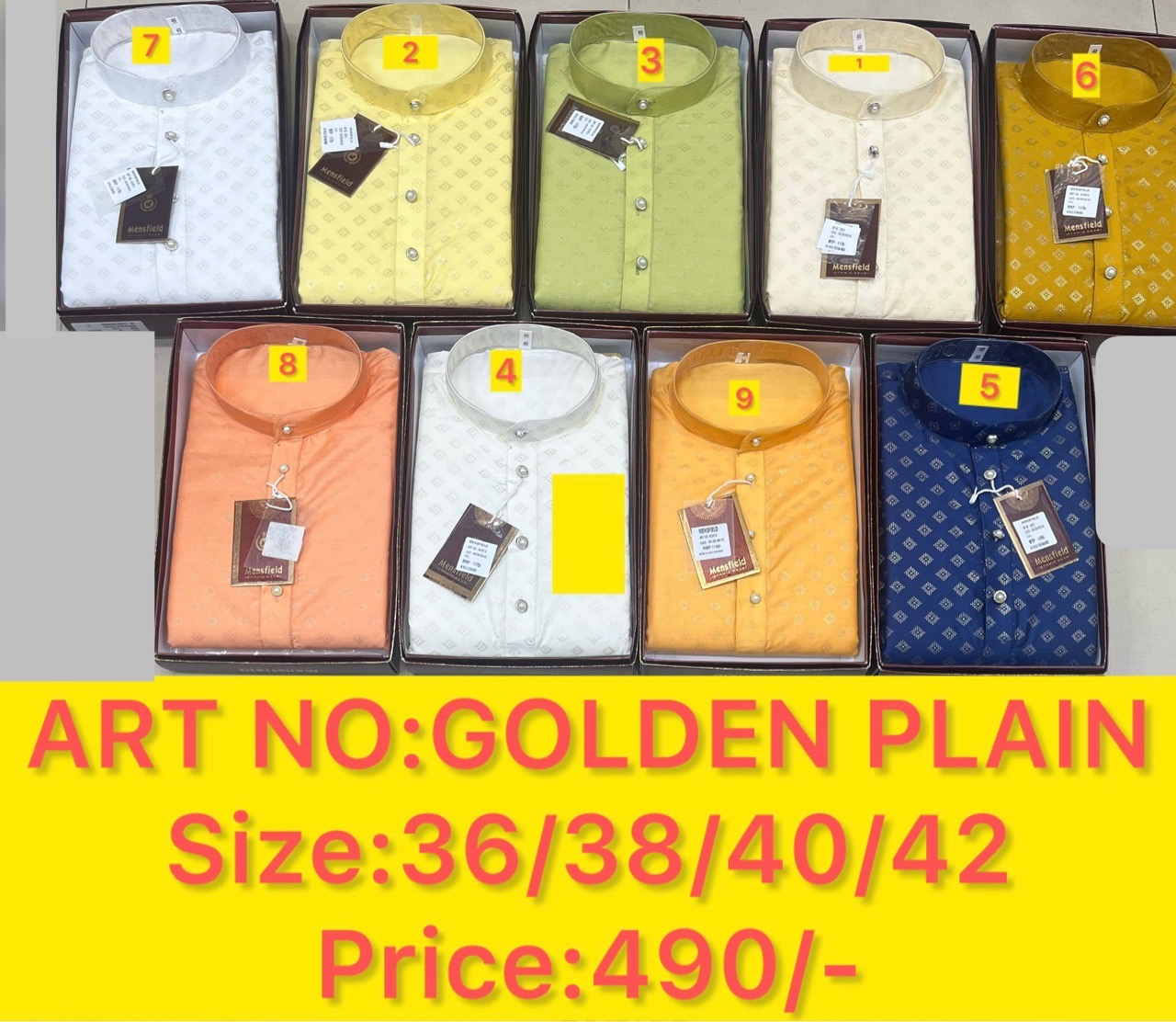 Mensfield Ethnic Wear Kurta Art No Golden Plain-8 view 3