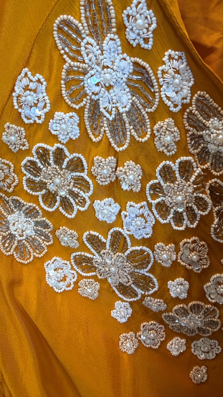 Embroidered Asymmetrical Kurta And Sharara Set view 3