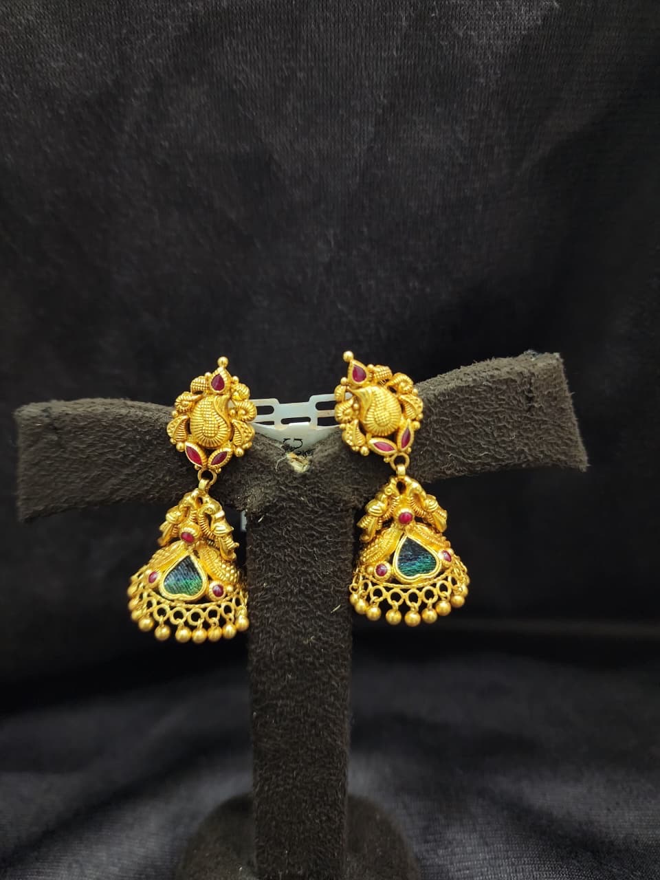 Gold Zhumka Earrings view 6