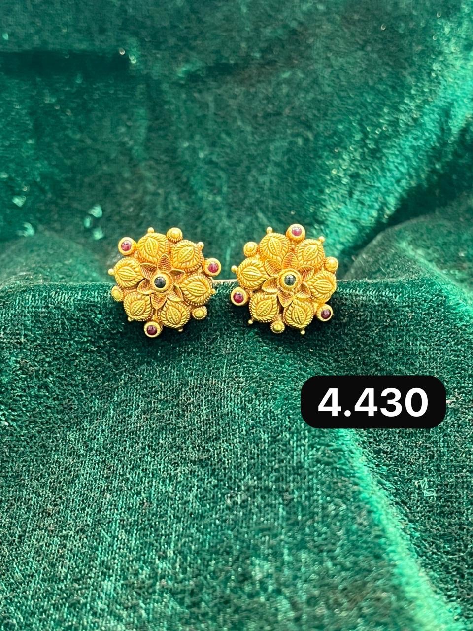 Gold Stud Earrings view 3