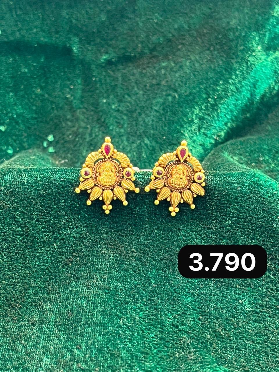 Gold Stud Earrings view 6