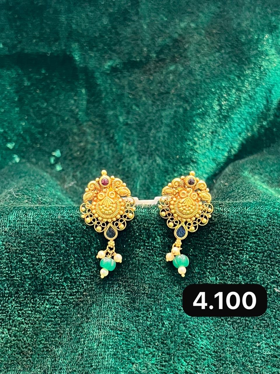 Gold Stud Earrings view 4