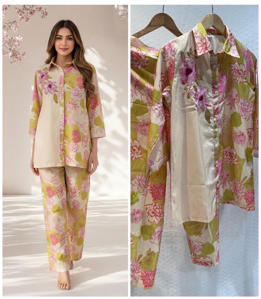 Rayon Embroidery Printed Floral Co-ord Set by Shruti Ethnic Wear view 2
