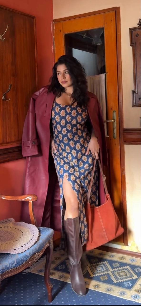Ajrak Print Maxi Dress - Blue view 3