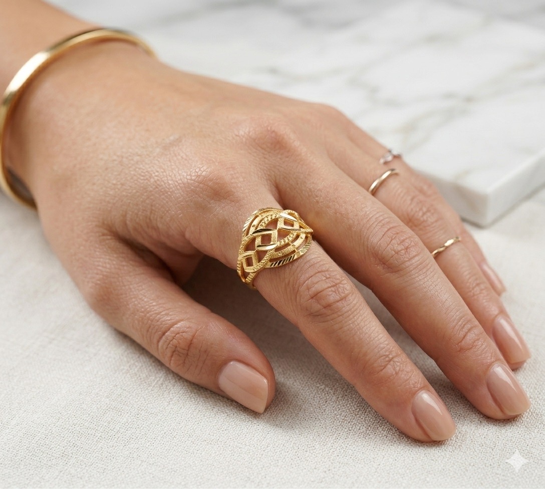 Gold Designer Ring SJR1002 view 2