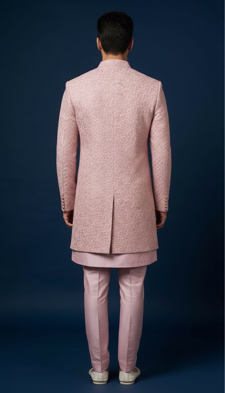 Pink Embroidered Indo-Western view 3