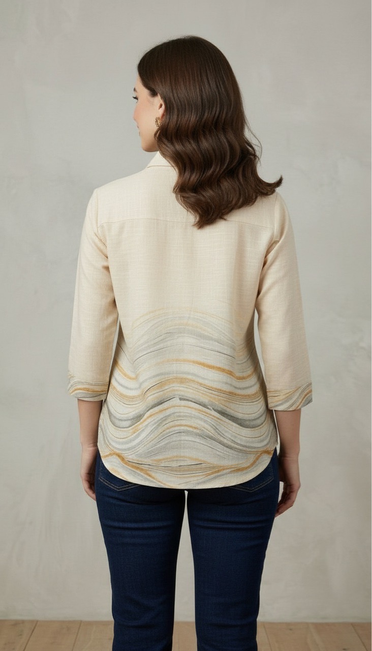 Linen Digitally Printed Shirt view 5
