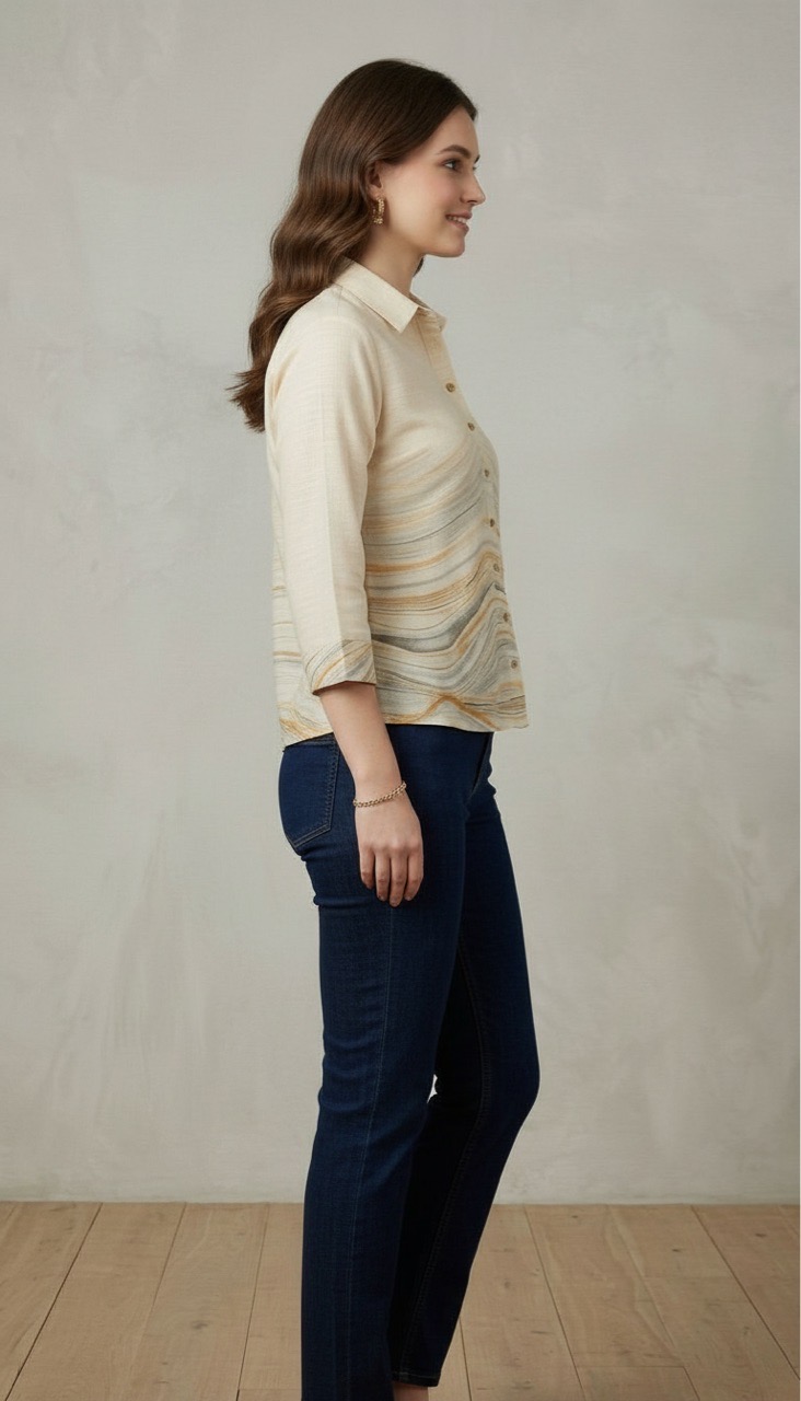 Linen Digitally Printed Shirt view 4