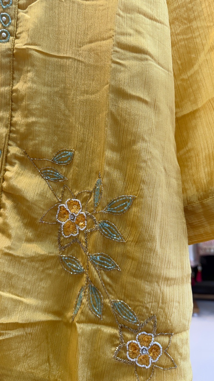 Embroidered Yellow Kurta Dhoti Set by Sabhya Paridhaan view 4