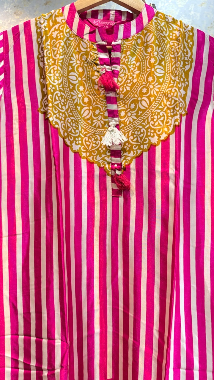 Stripe Gold Pink Kurta view 2