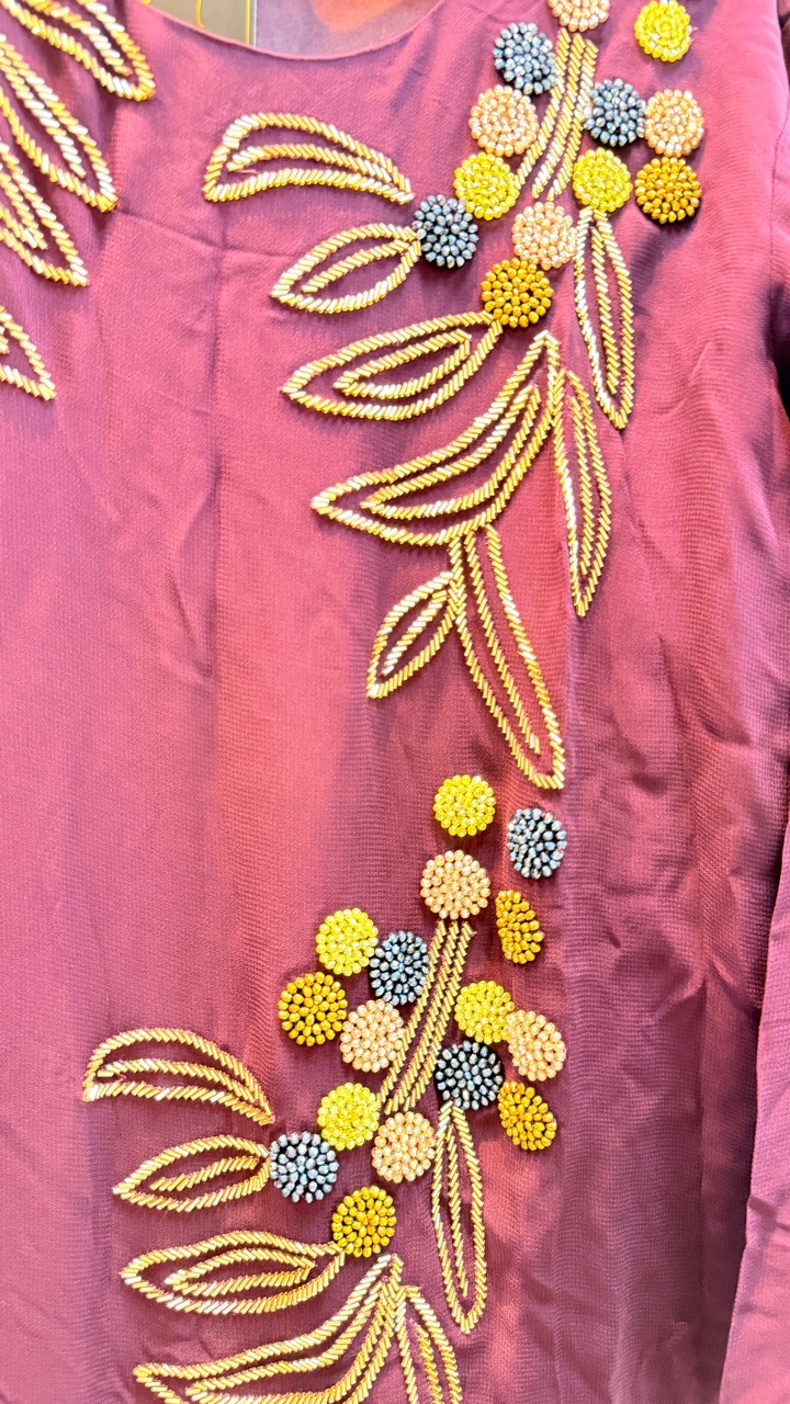 Embroidered Purple Indowestern view 3