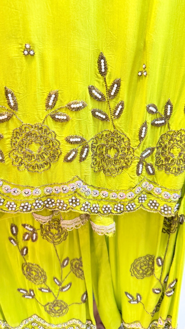 Embroidered Green Suit Set view 2