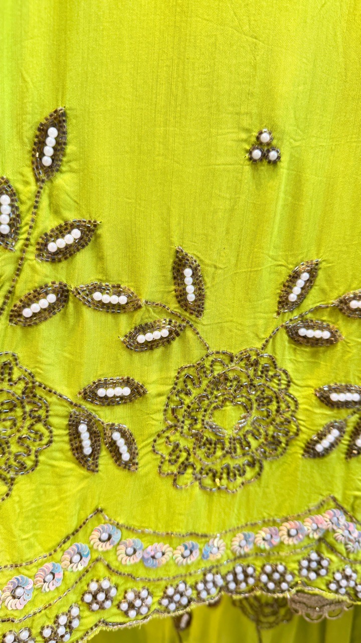 Embroidered Green Suit Set view 3