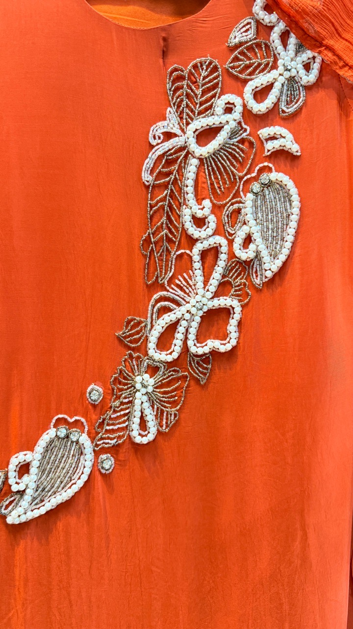 Embroidered Plazo Suit Set In crape Material view 2