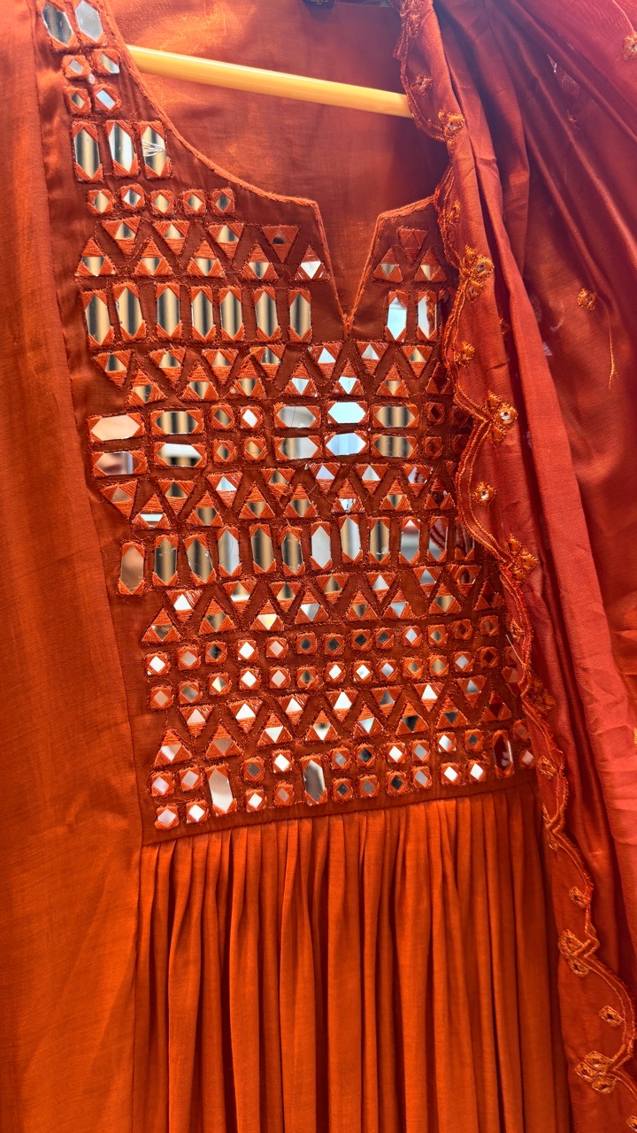 Mirror Embroidered Anarkali Set view 2