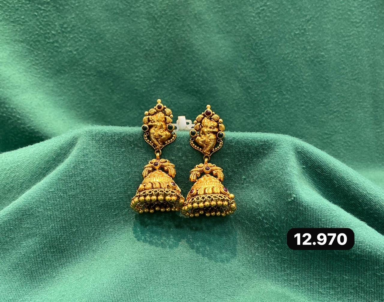 Traditional Gold Zhumka Earrings view 2