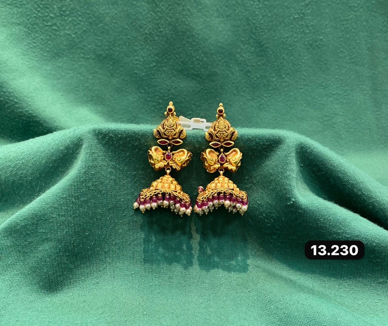 Traditional Gold Zhumka Earrings view 6
