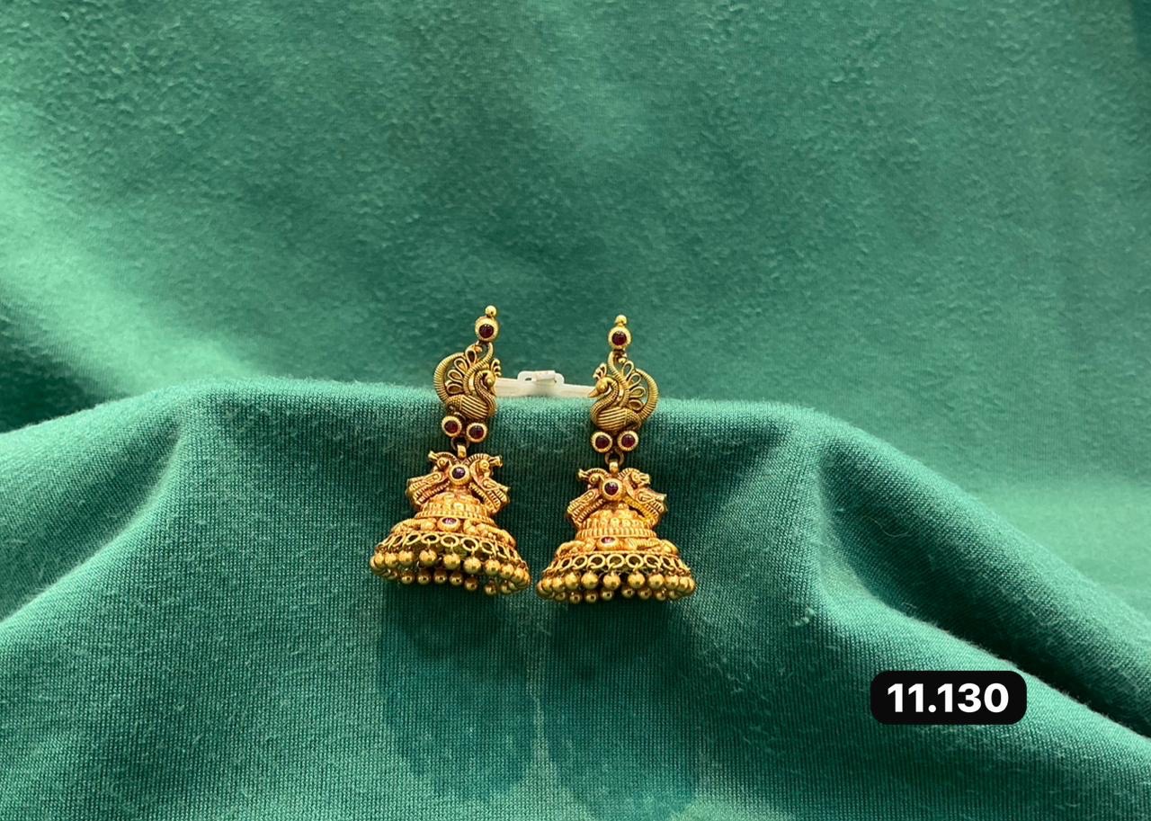 Traditional Gold Zhumka Earrings view 4