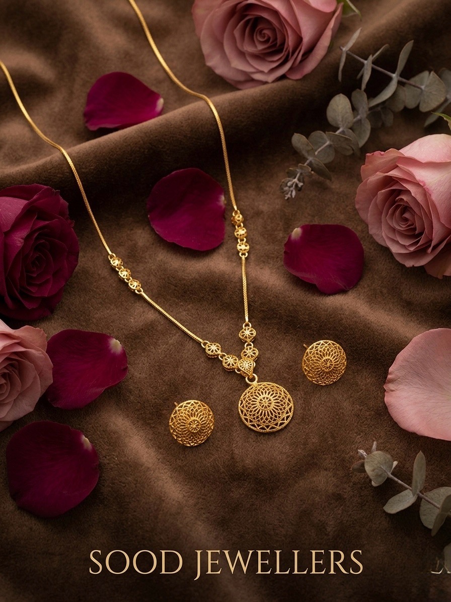 Gold Necklace and Earring Set SJCS1002