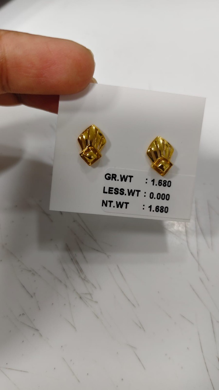 Gold Floral Stud Earrings view 2