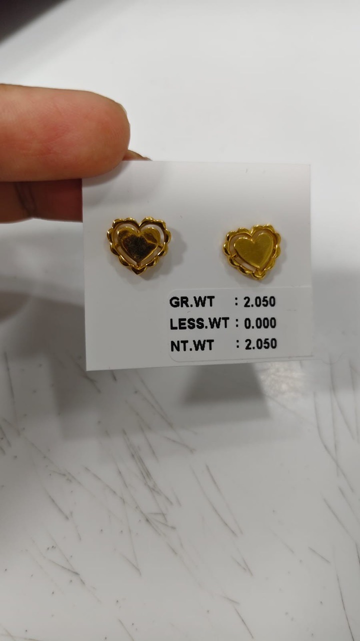 Gold Floral Stud Earrings view 5