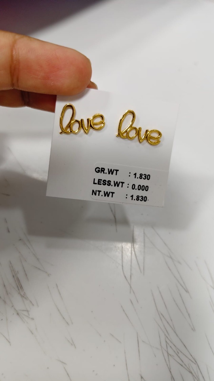 Gold Floral Stud Earrings view 7