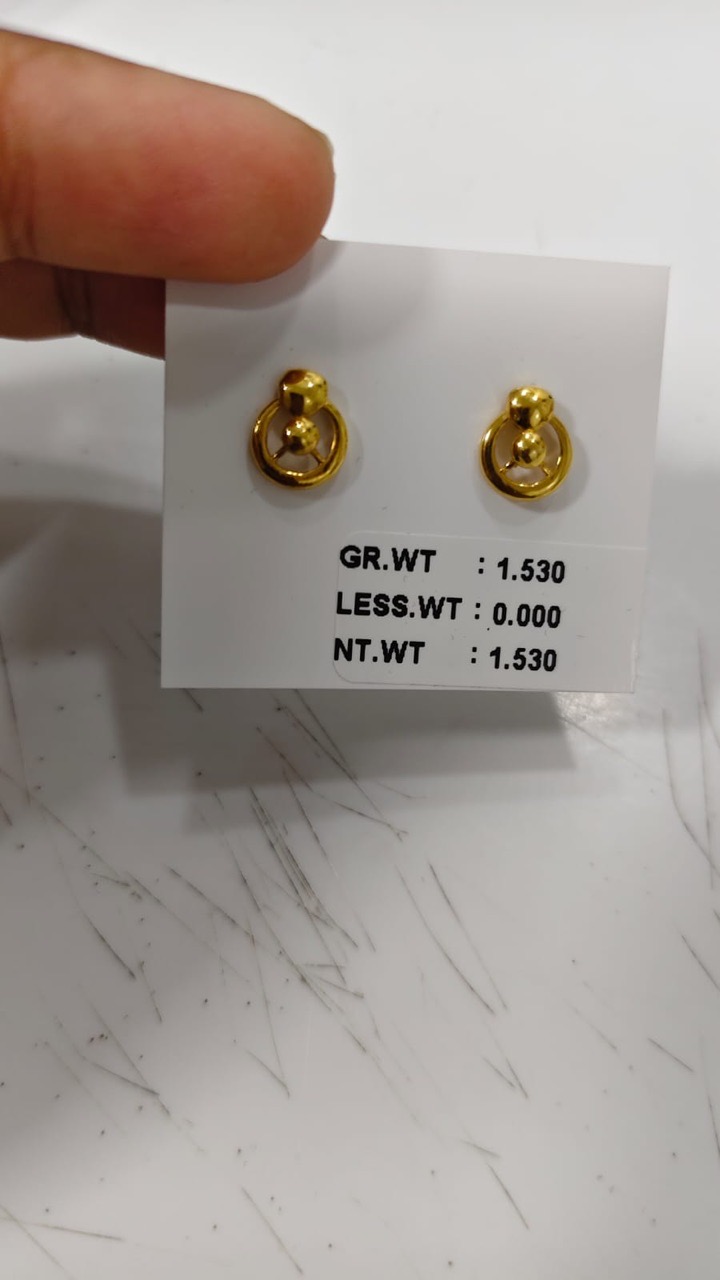 Gold Floral Stud Earrings view 4