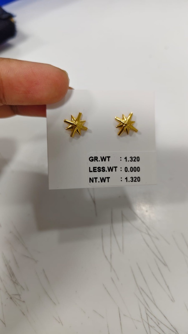 Gold Floral Stud Earrings view 6