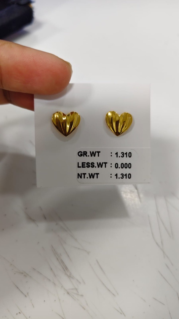 Gold Floral Stud Earrings view 9