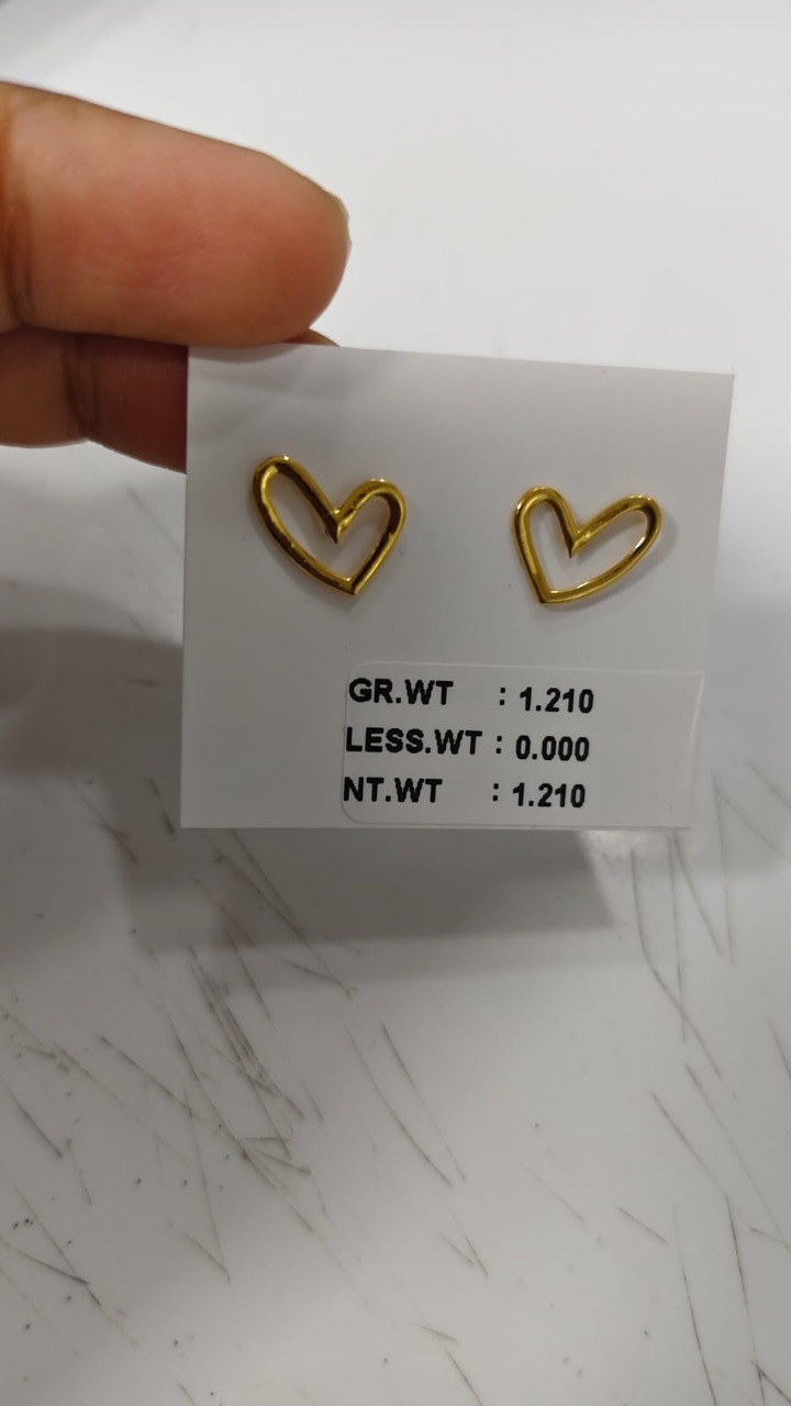 Gold Floral Stud Earrings view 10