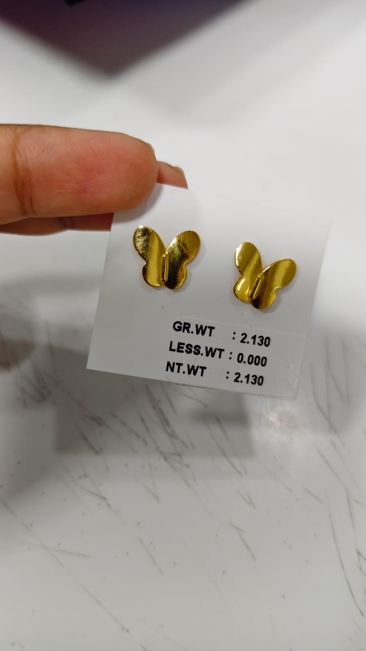 Gold Floral Stud Earrings view 8
