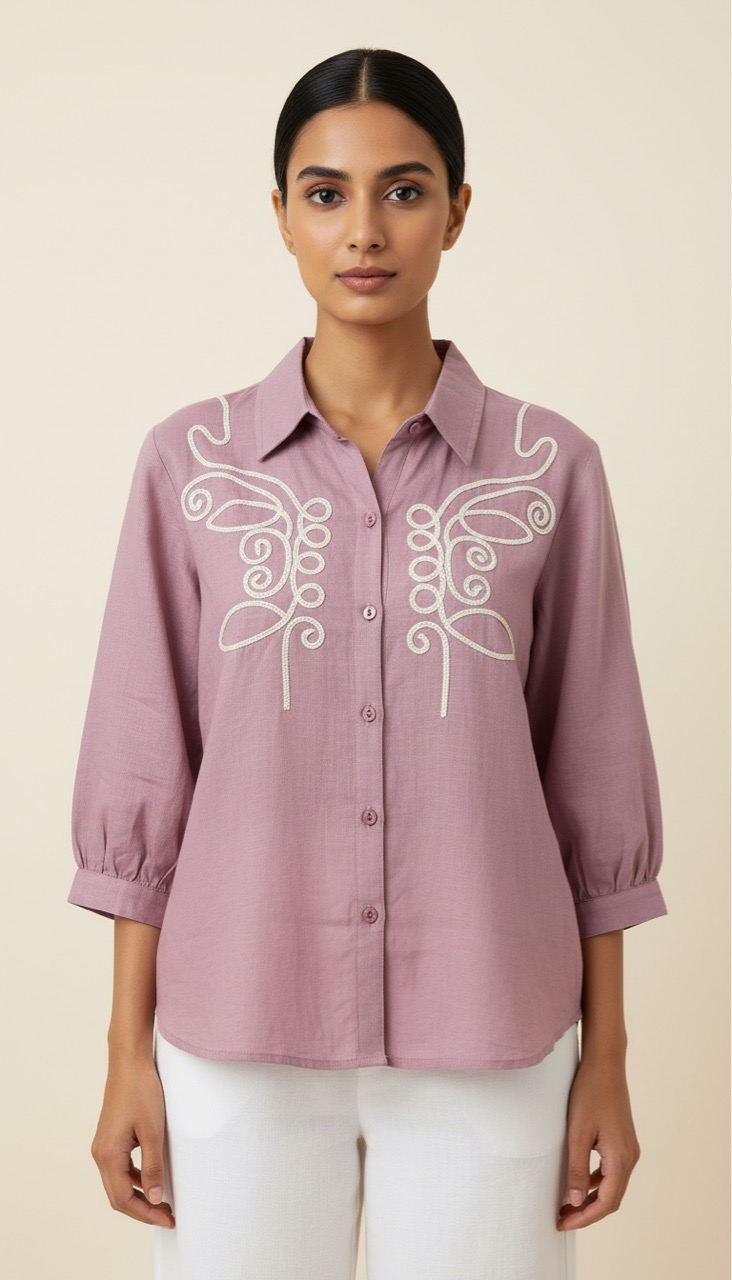 Embroidered Black Shirt view 2