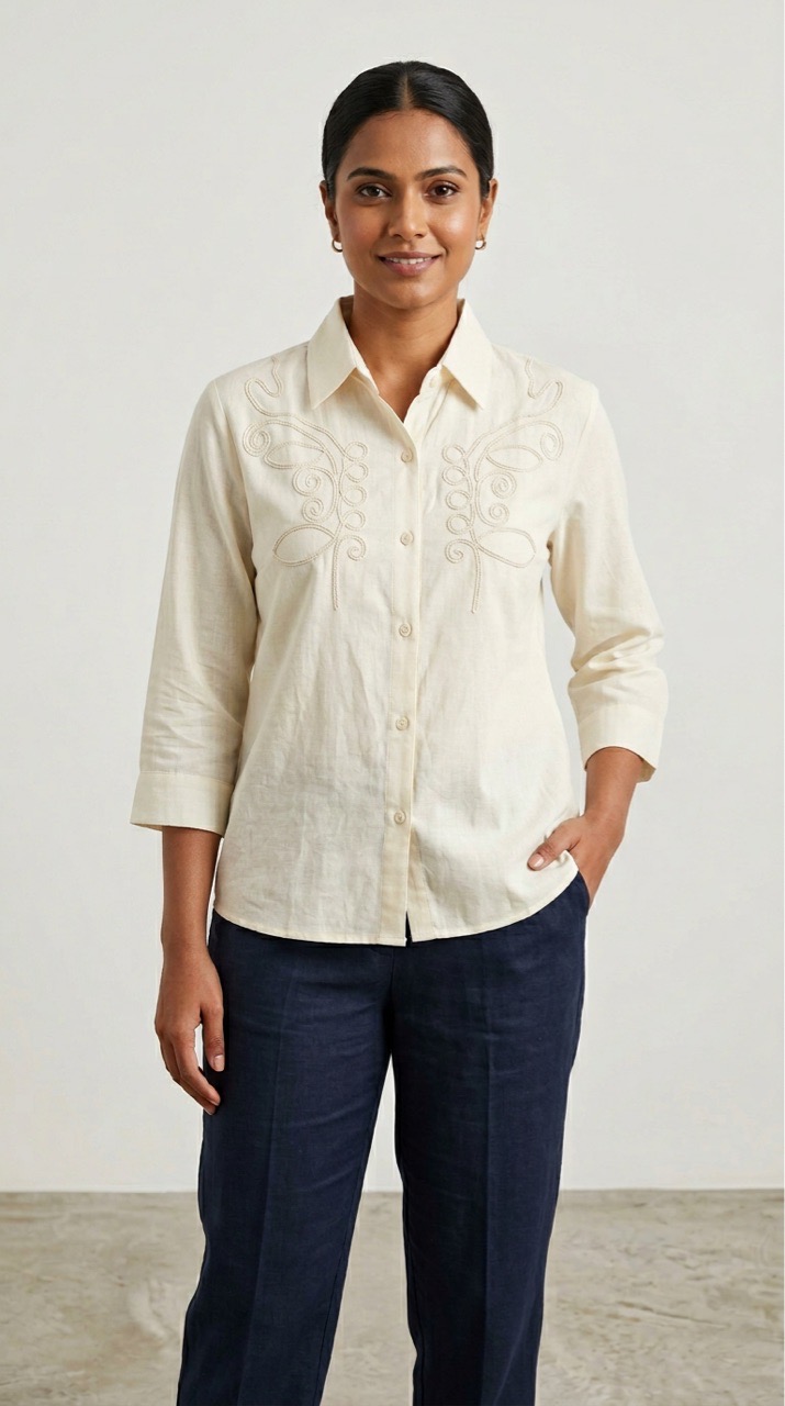 Embroidered Black Shirt view 3