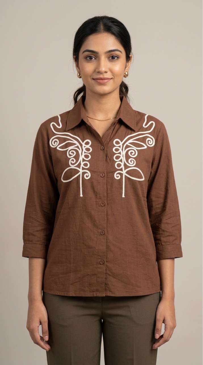 Embroidered Black Shirt view 4