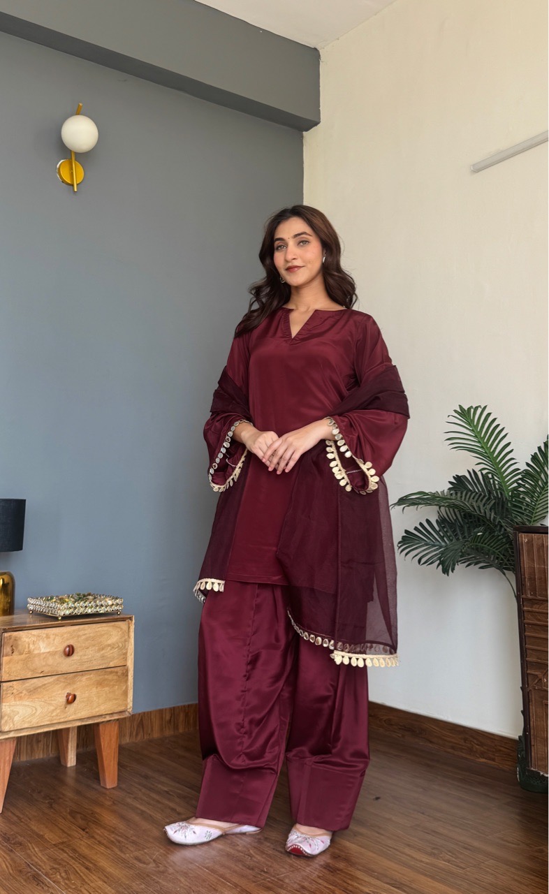 Chocolate Brown Farshi salvar set view 2