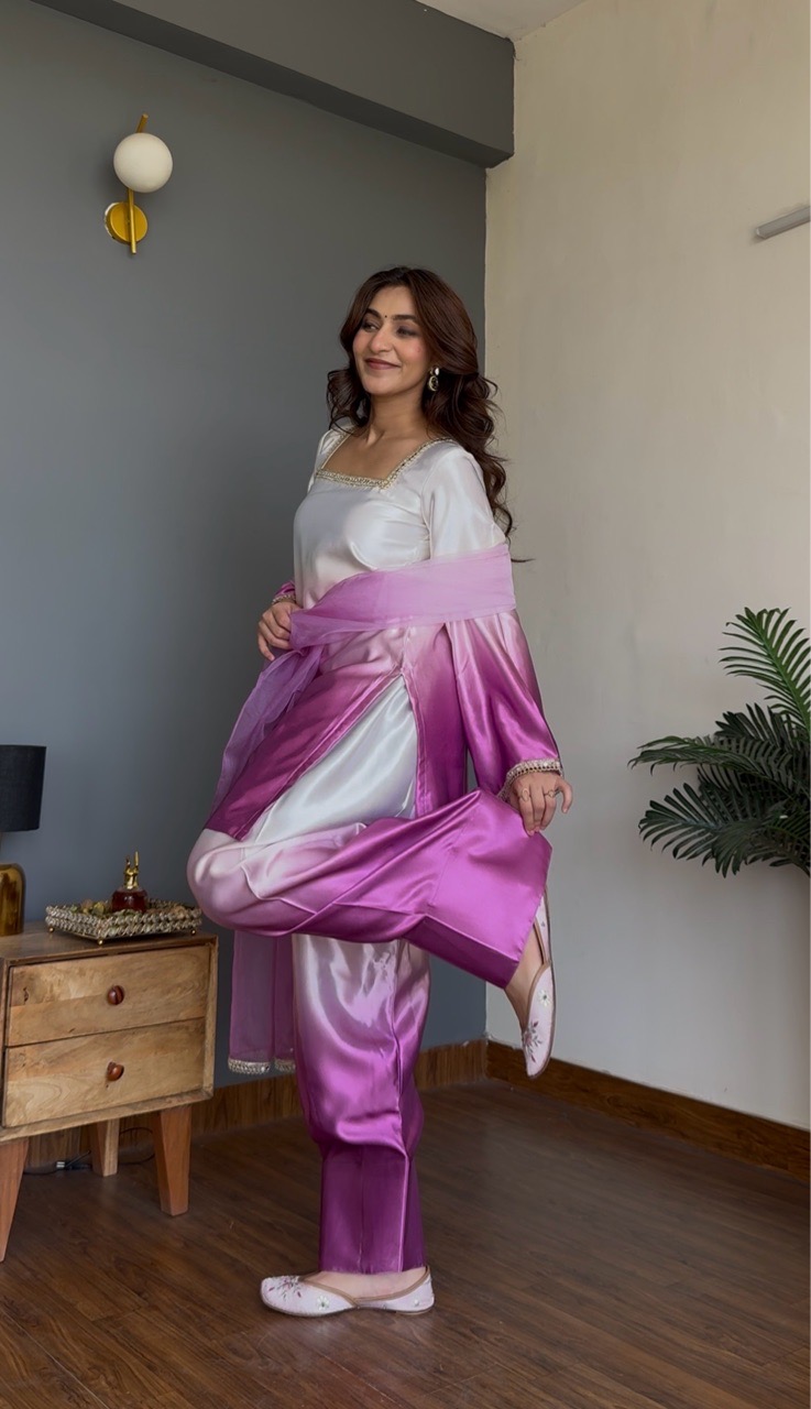 Ombre Silk Farshi Salvar Set view 2
