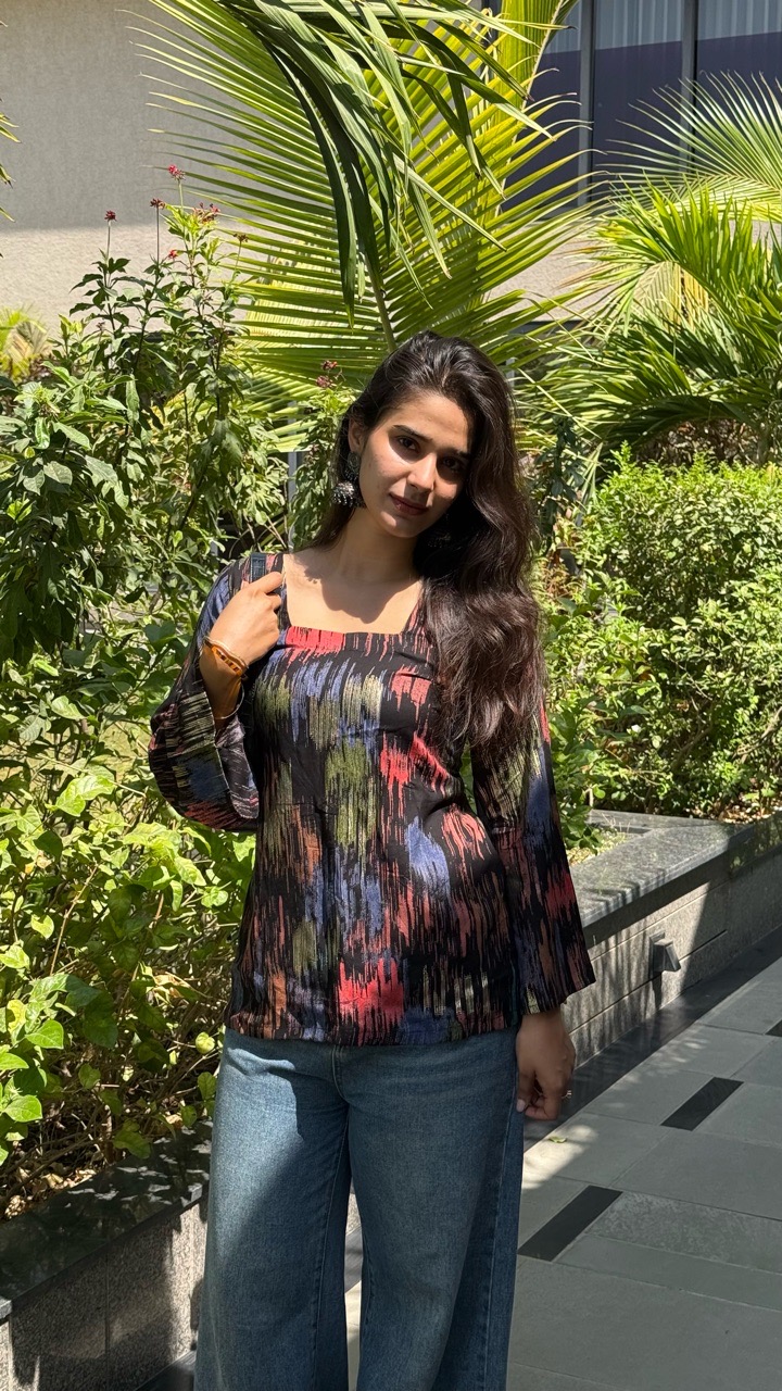 Black Abstract Print Kurti view 2