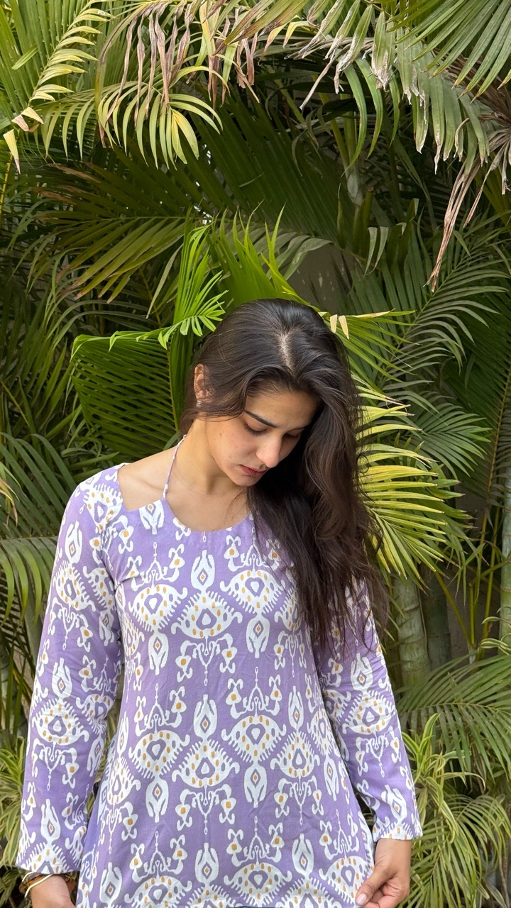 Purple Halter neck Kurti view 2