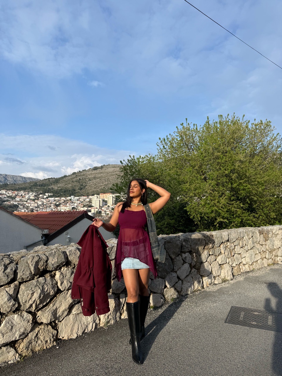 Burgandy Backless Top