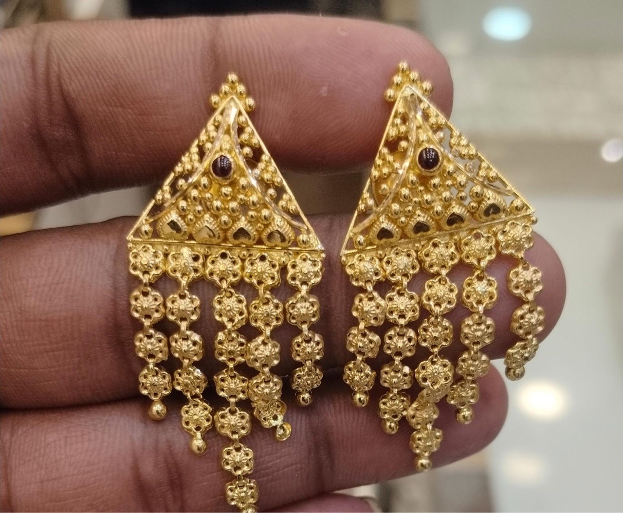 Gold Chand Bali Earrings view 4