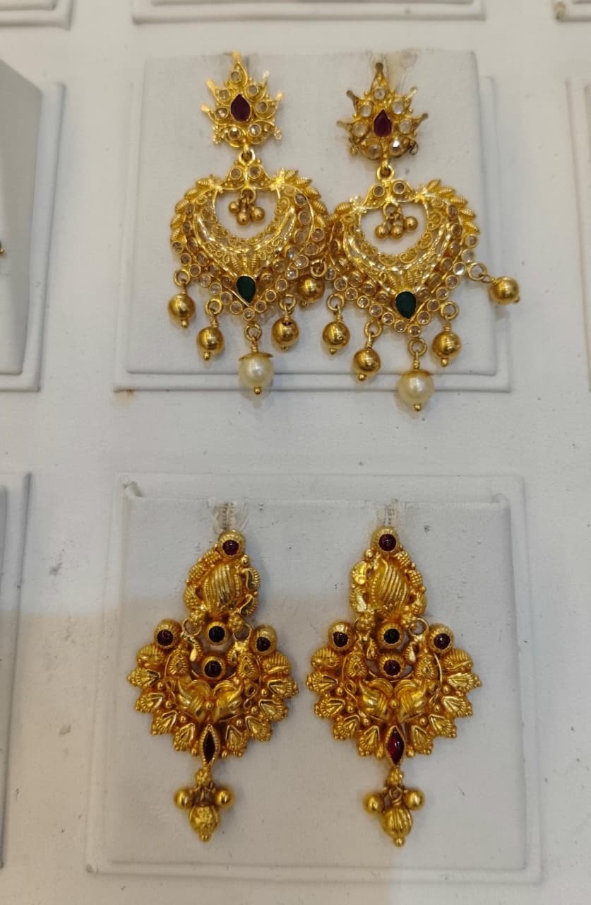 Gold Chand Bali Earrings view 2