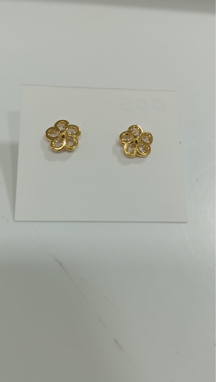 Gold Flower Studs view 5
