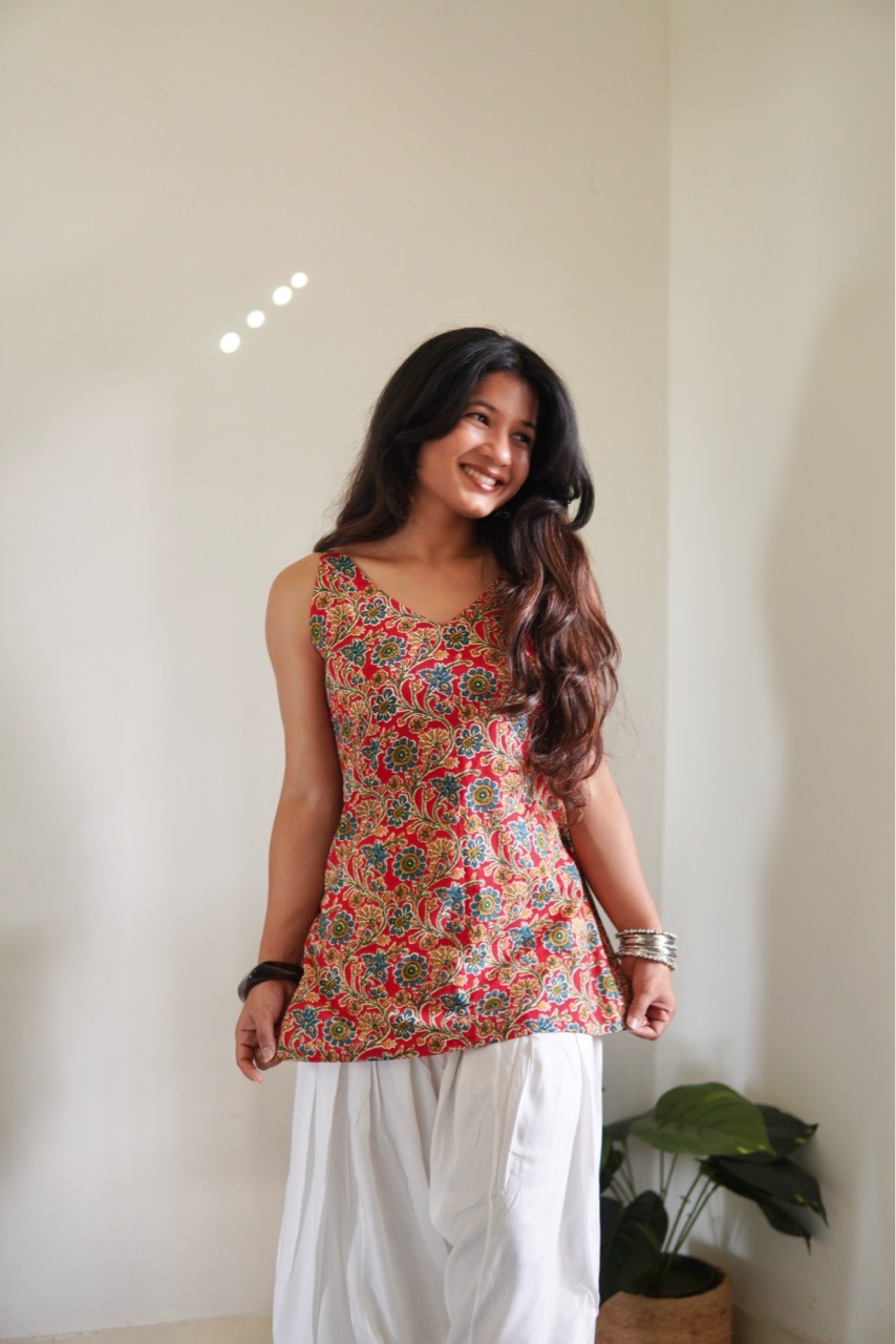 Red Paisley Kurti view 4