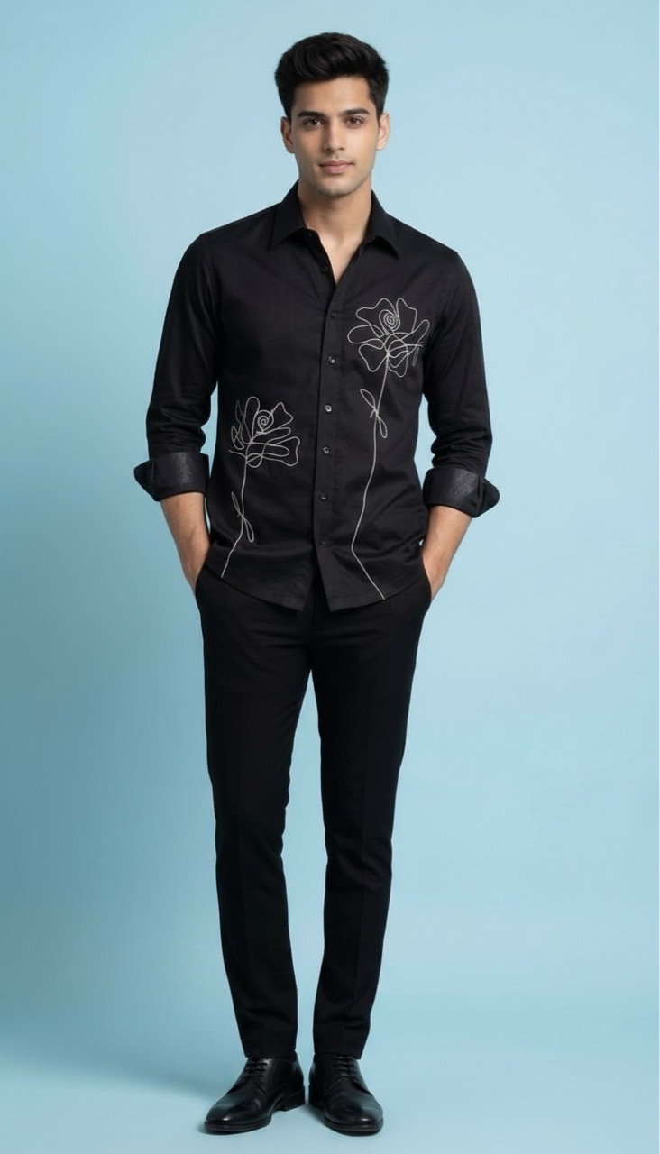 Black Embroidered Shirt view 4